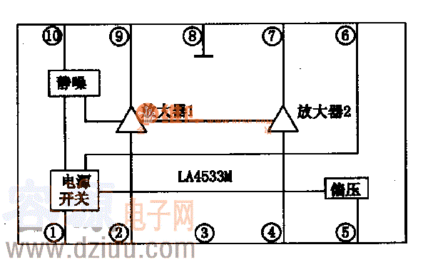 LA4533 M集成塊的內電路方框圖