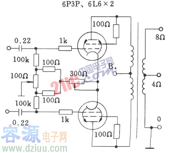 電子管典型半調試自偏壓方式功放級電路