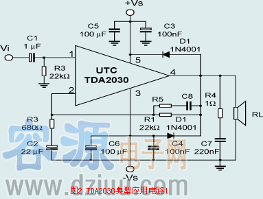 簡(jiǎn)單TDA2030音頻功率放大電路2