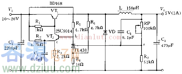TL431<a href=http://www.flswjt.cn/kaiguandianyuan/ target=_blank class=infotextkey>開關(guān)電源電路圖</a>(5V,1A)