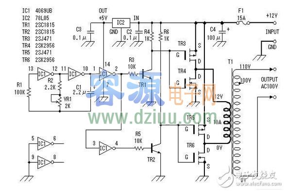 DC12V轉AC100V逆變器電源電路設計