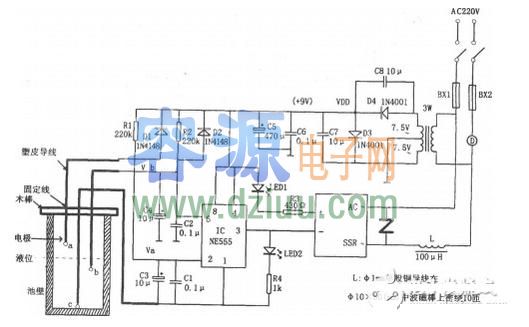 水位高低控制電路圖(NE555)