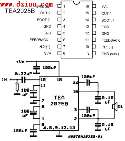TEA2025B<a href=http://www.flswjt.cn/gongfangdianlu/ target=_blank class=infotextkey>功放電路</a>圖