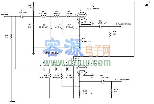 實用:電子管6DJ8制作電子分頻器電路圖
