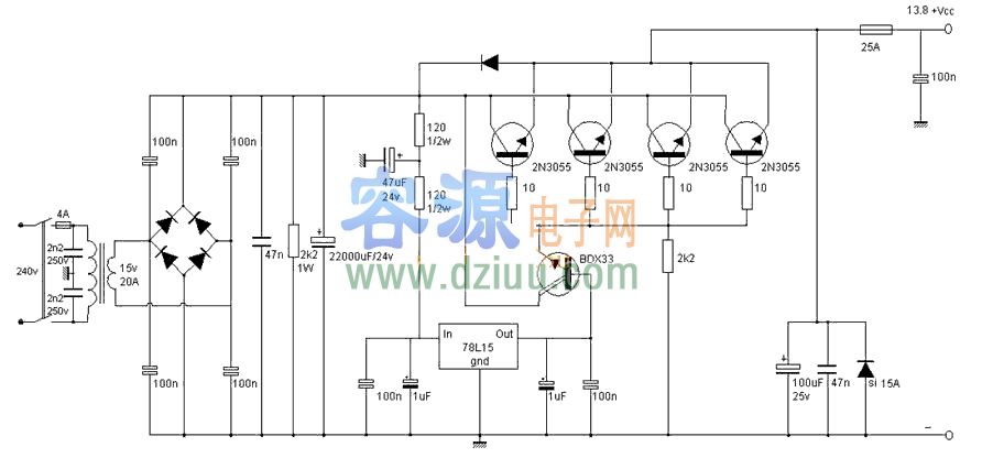 7812大電流穩壓電源電路
