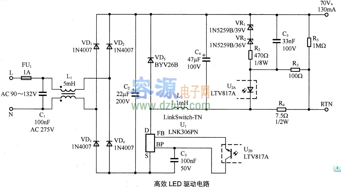 高效率LED驅動電路圖